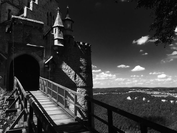 Bridge over landscape against sky