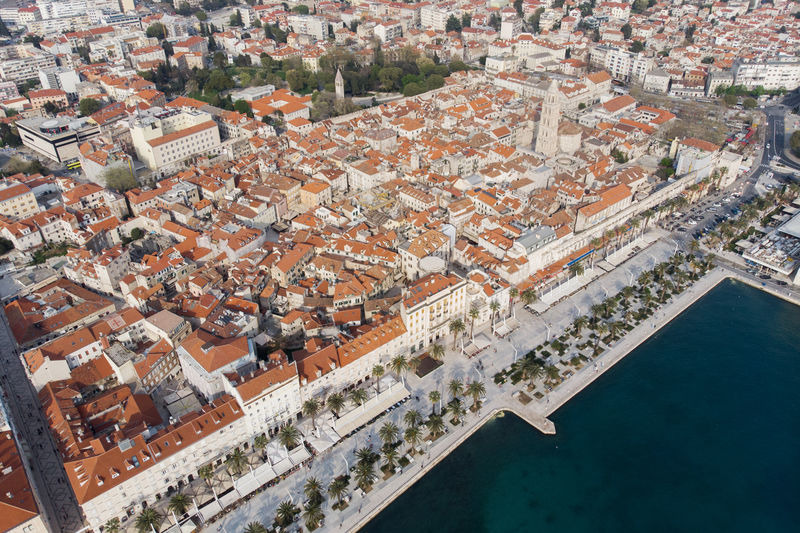 Aerial view of the old town of split croatia