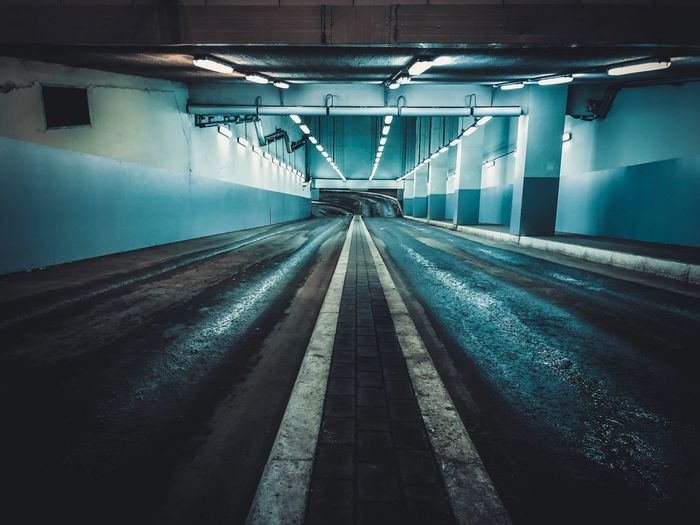 Diminishing perspective of empty tunnel