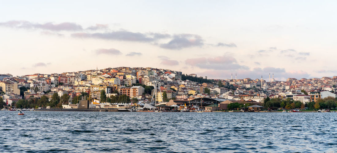 Panorama of istanbul hills over the golden horn in october