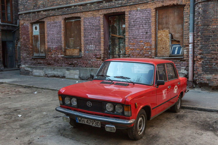 Vintage car in abandoned building