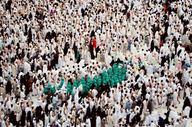 High angle view of crowd tawaf kaaba