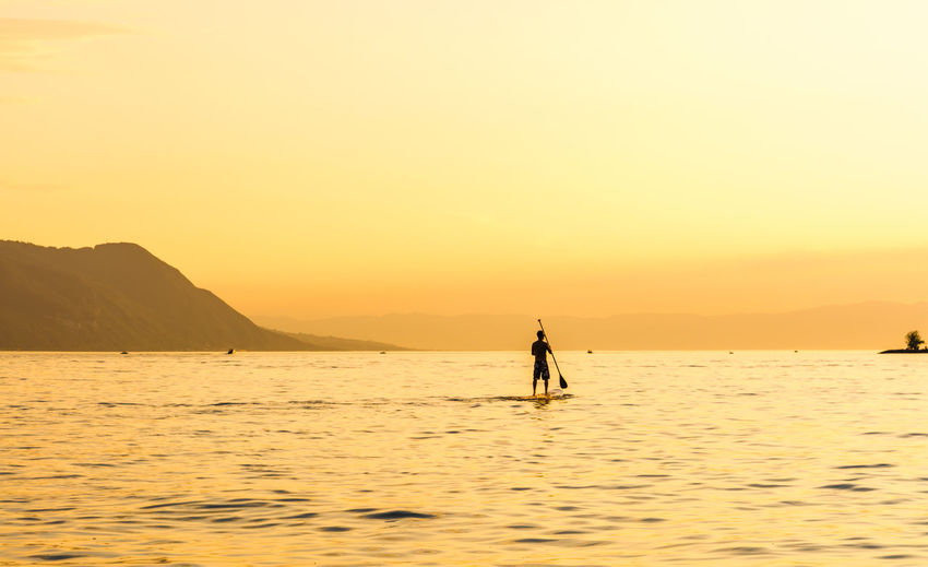 Scenic view of sea during sunset
