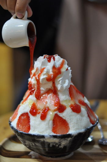 Close-up of dessert with ice cream