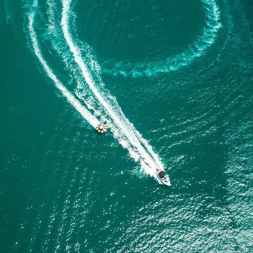 Aerial view of ships on sea