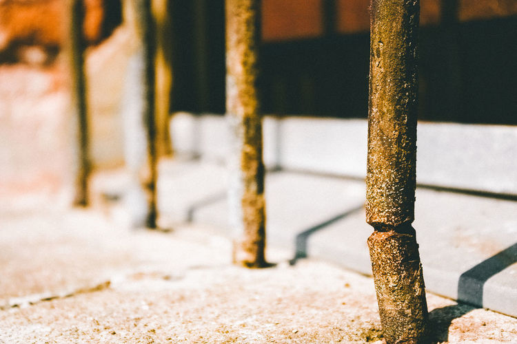 Close-up of rustic metal outdoors