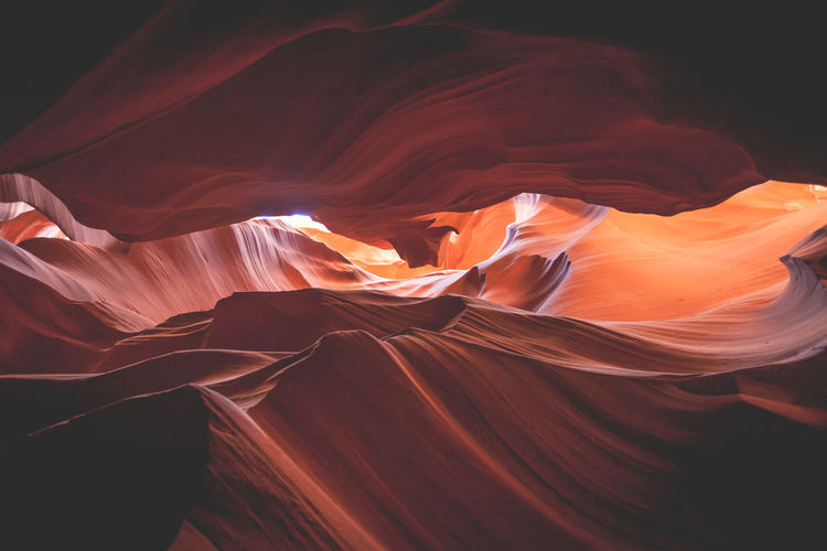 View inside rock formation in a desert