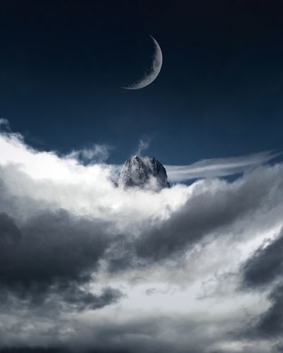 Over the clouds with moon