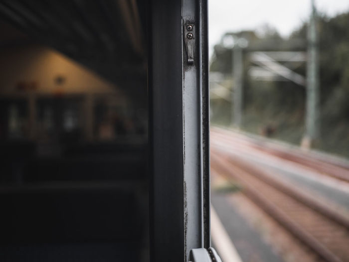 Close-up of train window