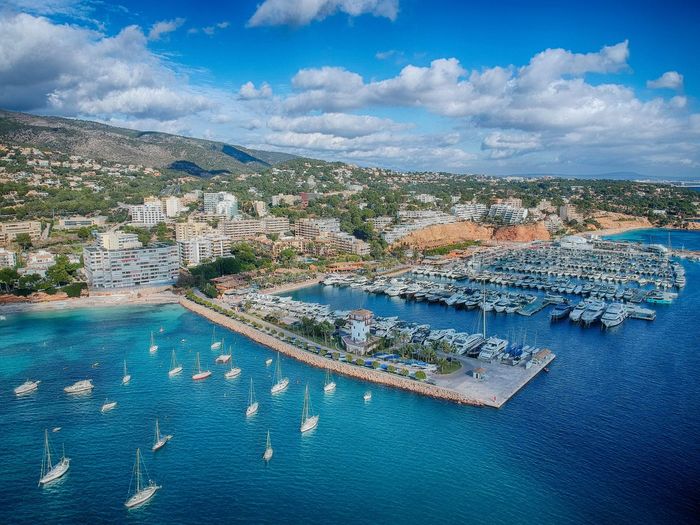 Aerial view on a small port on palma, mallorca, spain