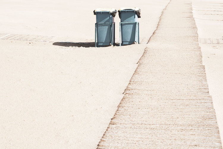 Garbage cans on beach