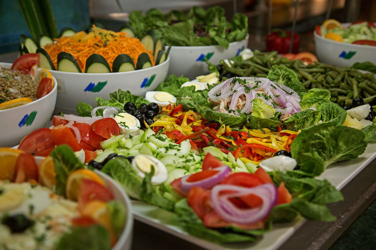 Photo of assorted salads on the buffet at the hotel