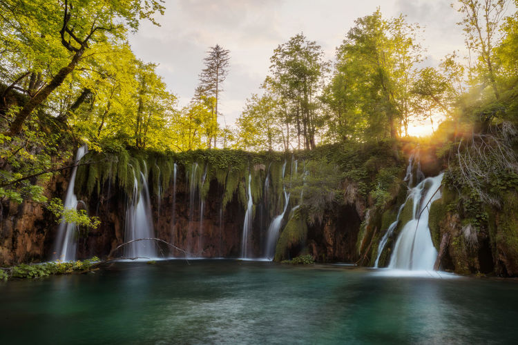 Scenic view of waterfall