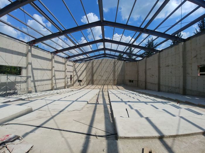 Interior of under construction warehouse