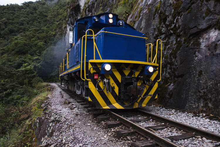 Locomotive on the way to aguas calientes at the base of machu picchu