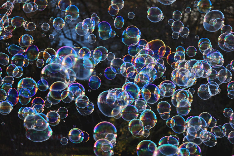 Full frame shot of bubbles flying outdoors