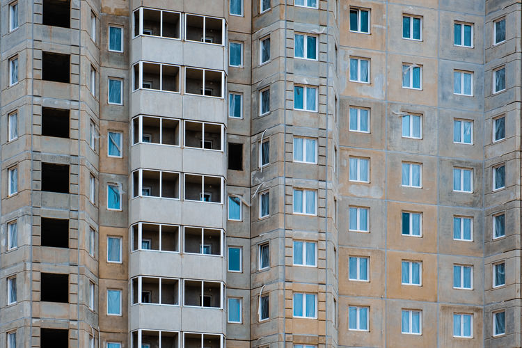 Closeup of construction of multi storey residential building in minsk, belarus