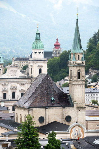 Franciscan church and salzburg cathedral in city