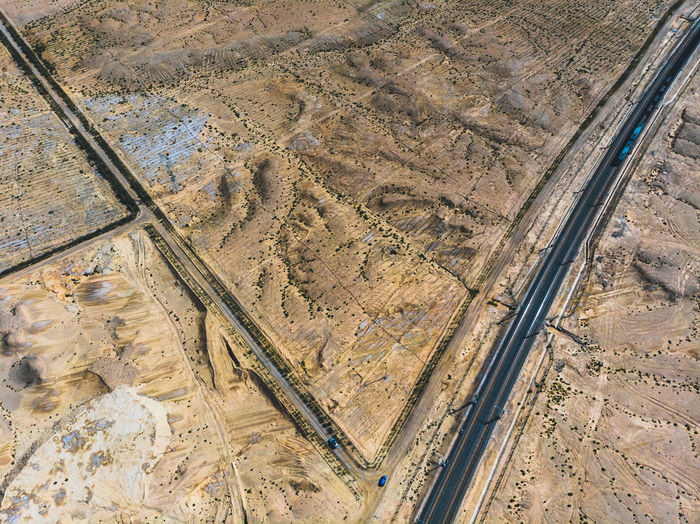 Aerial view of arid landscape