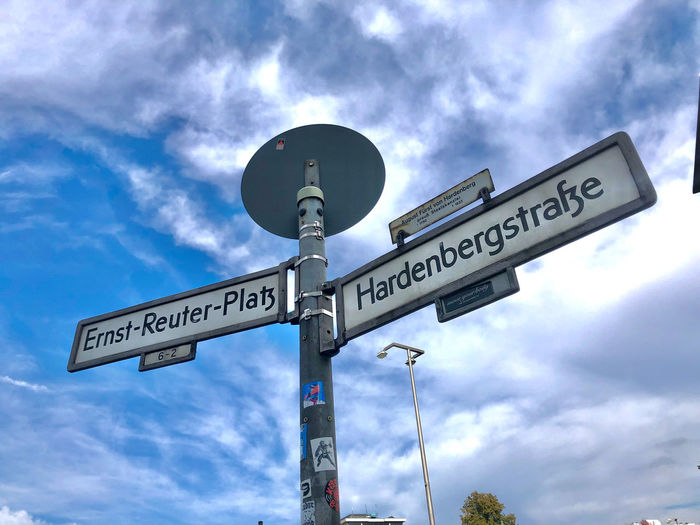 Ernst-reuter-platz and hardenbergstrasse street name signs, in the charlottenburg district