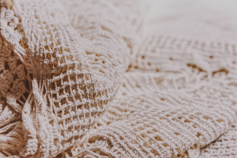 Full frame shot of crocheted tablecloth 