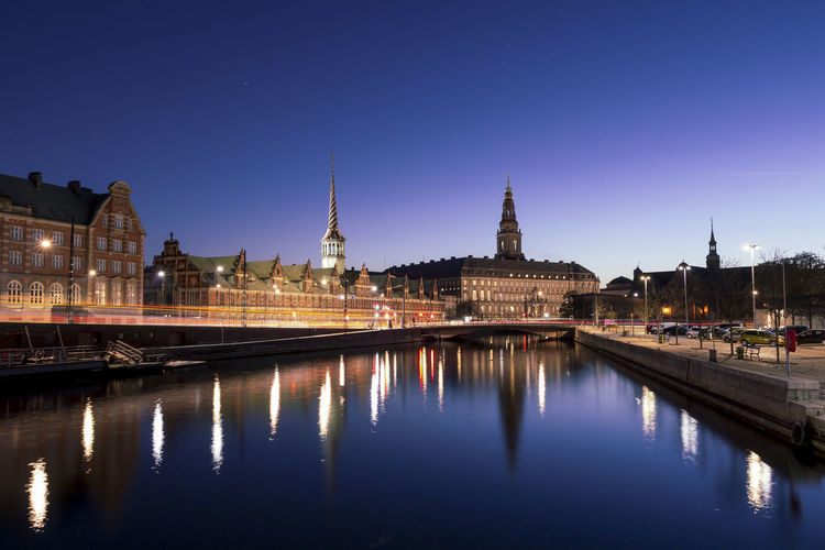 Copenhagen city view at christianborg palace, at dusk