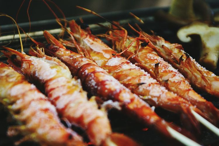 Close-up of grilled seafood