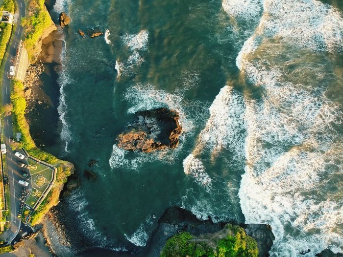 Drone view of sea waves