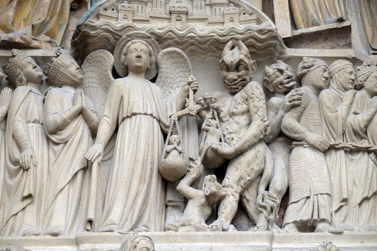 Portal of the last judgment, notre dame cathedral, paris, unesco world heritage site in paris
