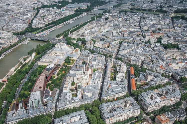 High angle view of paris