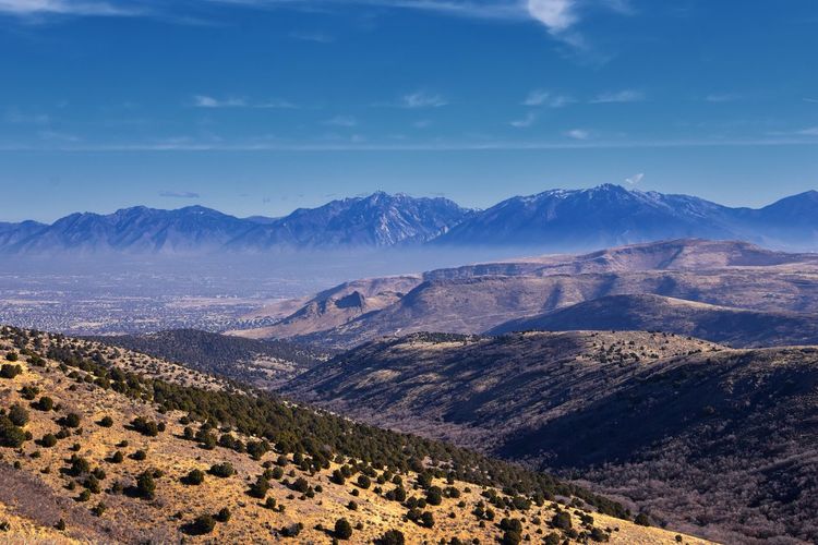 Views of wasatch front rocky mountains oquirrh mountains yellow fork rose canyon in salt lake utah
