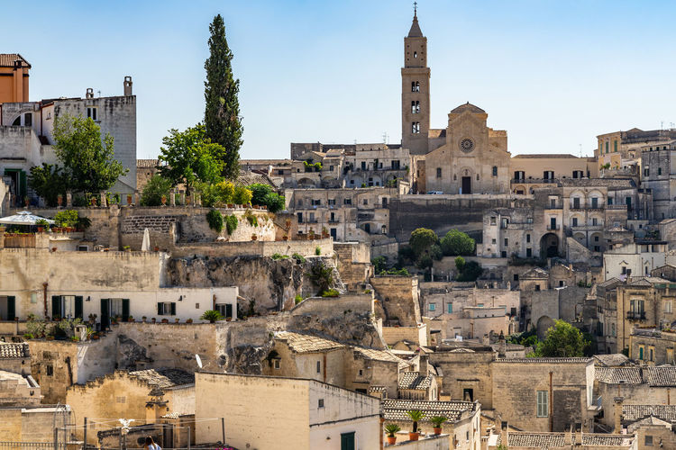 Matera cathedral on the top of sassi district,  basilicata, italy