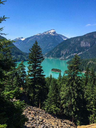 Scenic view of diablo lake amidst mountains at north cascades national park