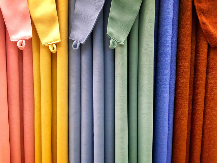 Full frame shot of multi colored curtains