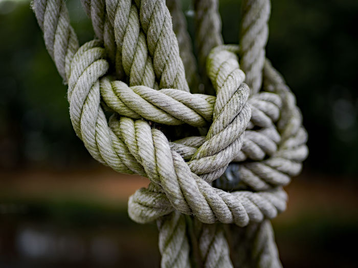 Close-up of tied up ropes