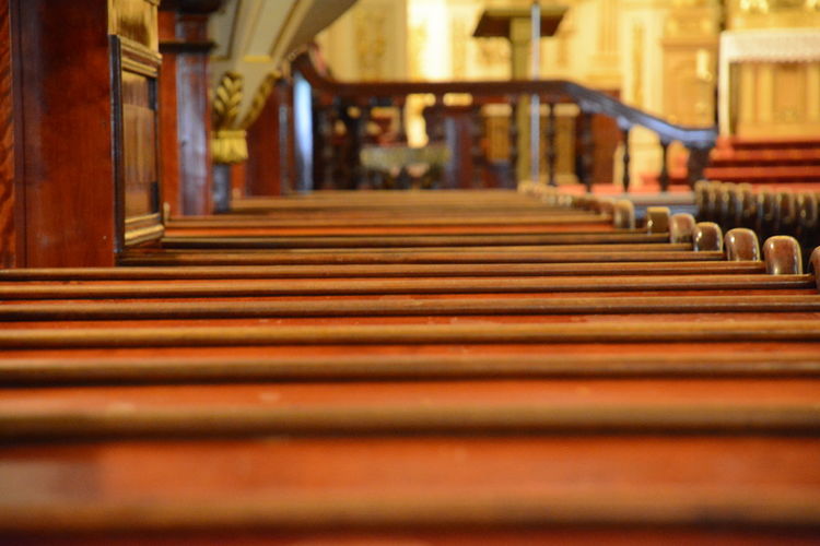 Row of pew in church