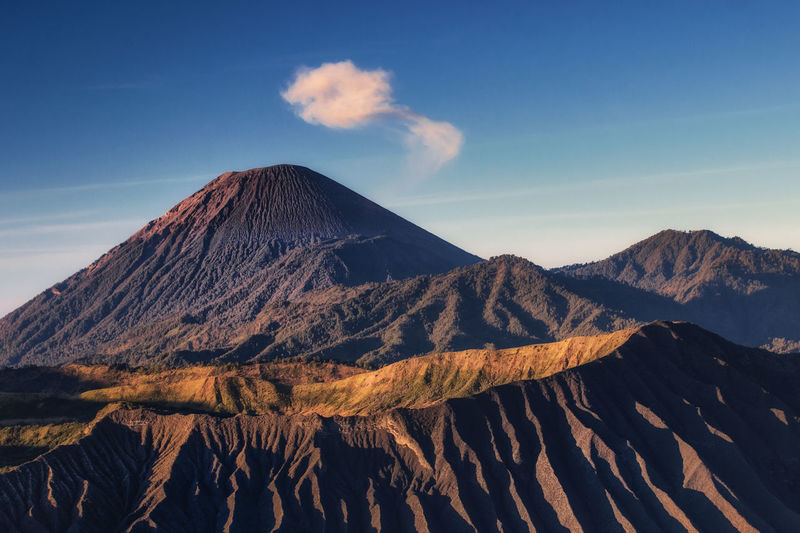 View of volcanic mountain against sky