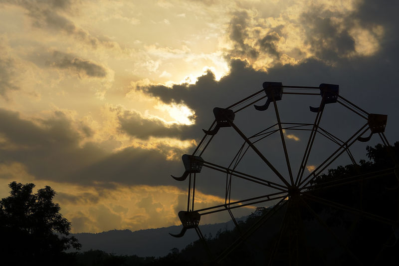 Low angle view of silhouette ferris wheel against sky during sunset