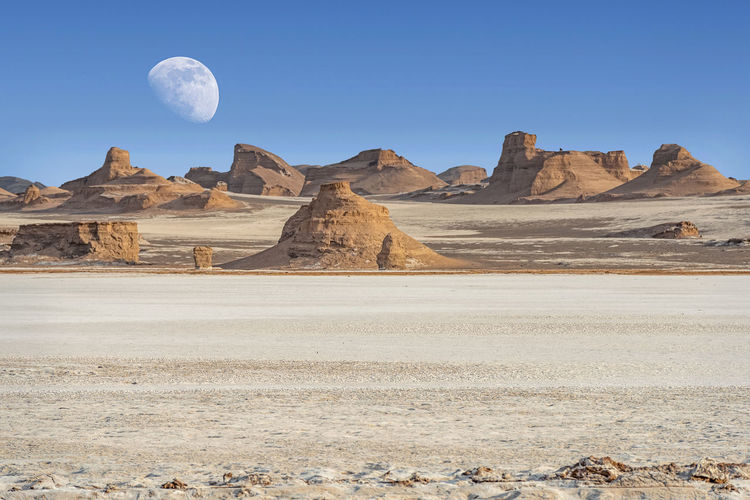 Scenic view of arid landscape against clear sky