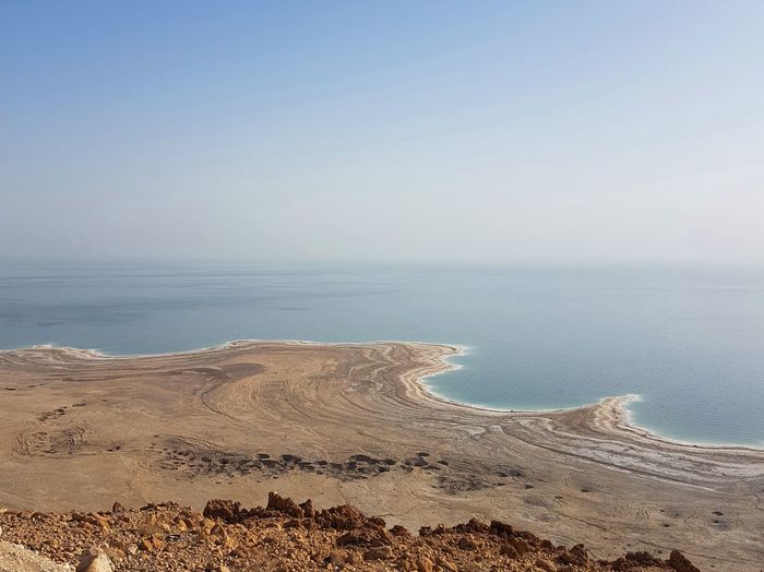 Scenic view of sea against clear sky