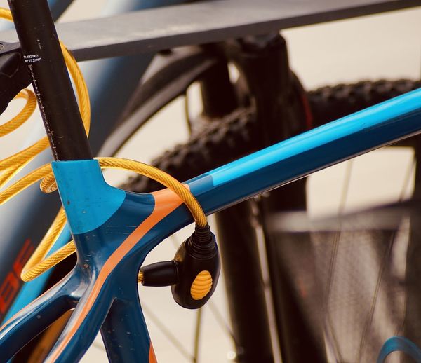 Close-up of bicycle with lock