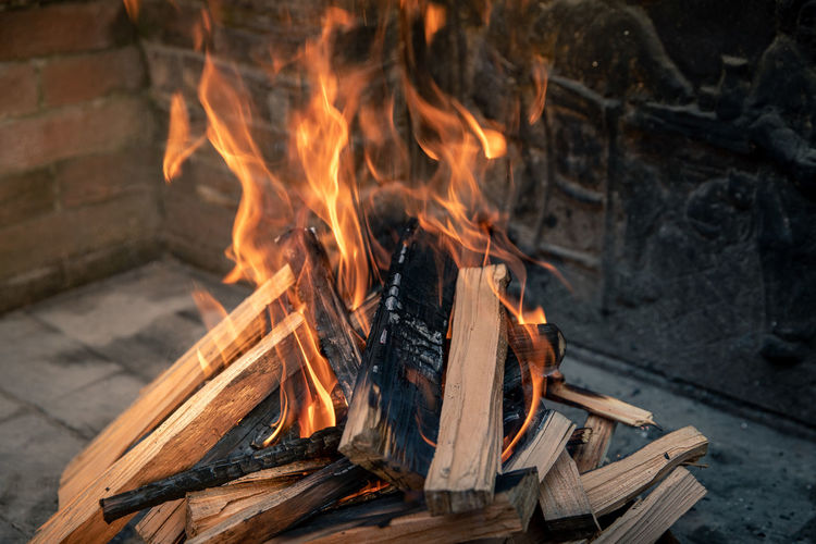 Bonfire on log