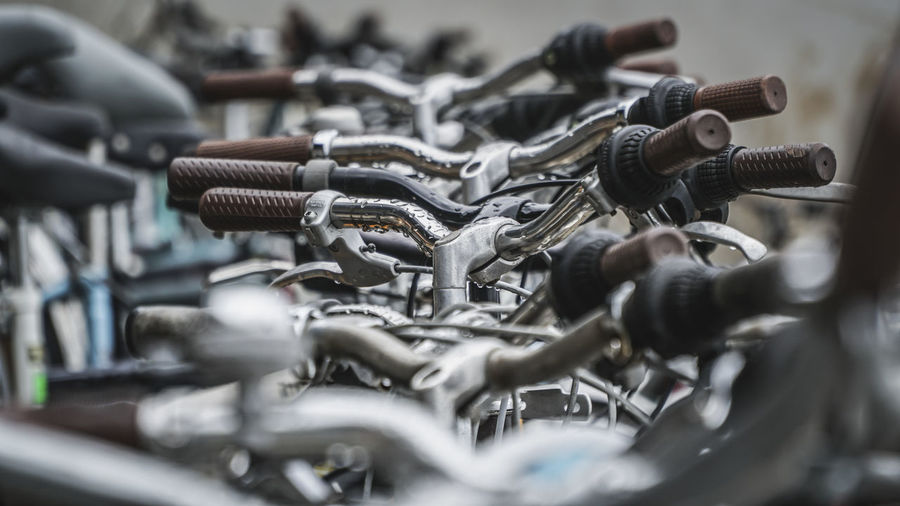 Bicycles in parking lot
