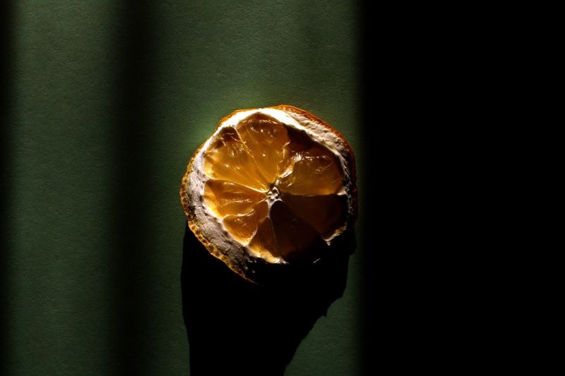 Close-up of dried lemon slice