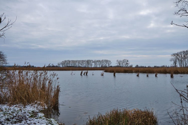 Scenic view of lake against sky