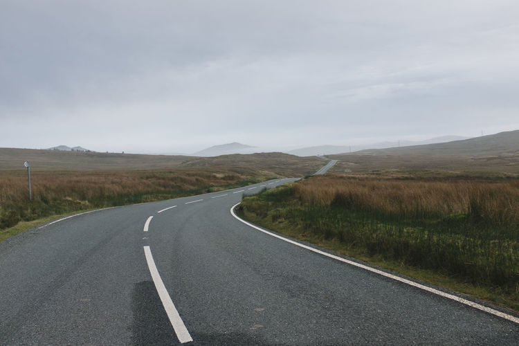 Road by landscape against sky