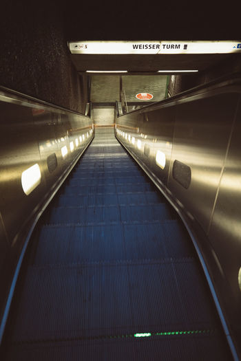 High angle view of escalator at subway station