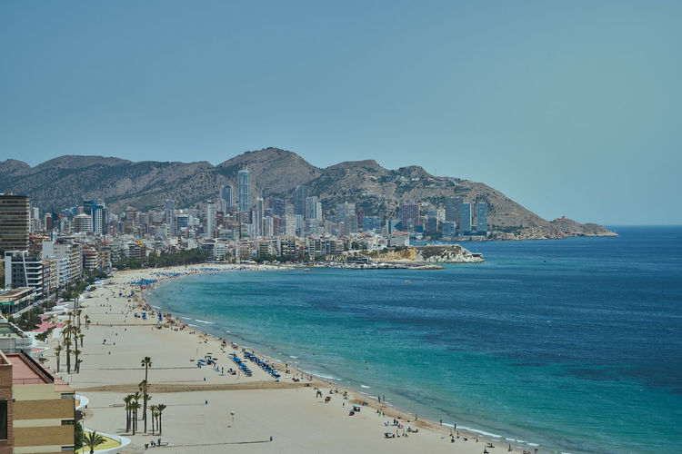 Spain, view of the city of benidorm on the costa blanca