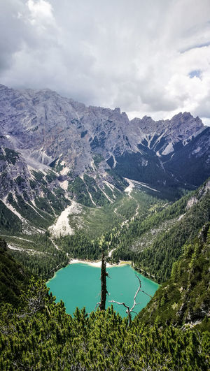 Scenic view of lake and mountains