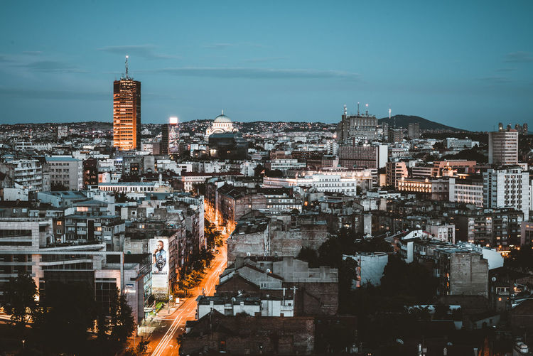 Aerial view of buildings in city